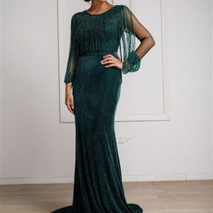 Illusion Long Sleeves Long Prom Dress AC2019-0015